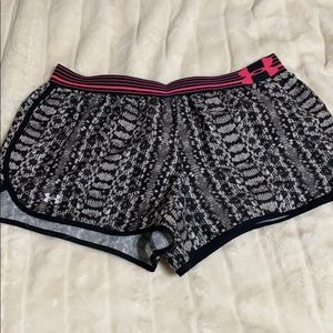 Snake print athletic shorts with pink accents